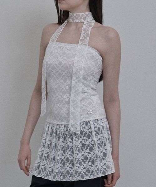SETUPEXE（セットアップイーエックスイー）の「SETUP EXE／レーススカーフワンピース（ワンピース・レディース・ホワイト/ブラック/ベビーピンク・FREE）」の2枚目の写真