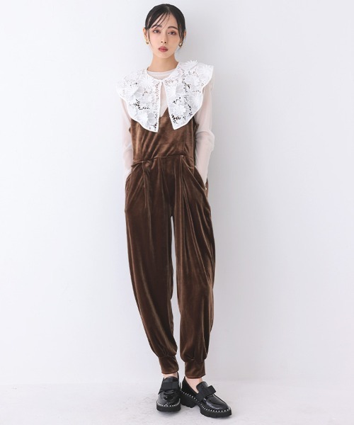 DONOBAN(ドノバン)の「ベロアサロペット(サロペット/オーバーオール・レディース・ブラウン/チャコール・SHORT/LONG)」の5枚目の写真
