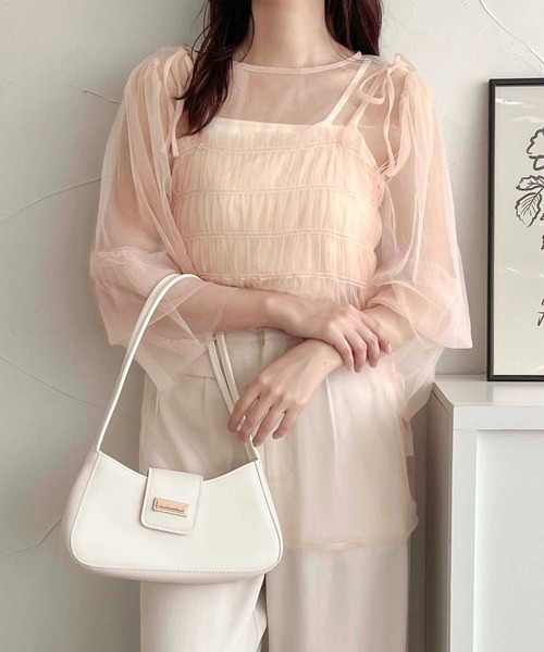 apres jour clair（アプレジュールクレア）の「【apres jour clair】レイヤードチュールトップス【ZOZOTOWN限定アイテム】（シャツ/ブラウス・レディース・アイボリー/ブラック/ピンクベージュ・フリー/X-LARGE）」の3枚目の写真