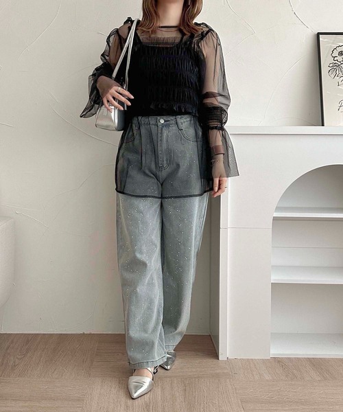 apres jour clair（アプレジュールクレア）の「【apres jour clair】レイヤードチュールトップス【ZOZOTOWN限定アイテム】（シャツ/ブラウス・レディース・アイボリー/ブラック/ピンクベージュ・フリー/X-LARGE）」の22枚目の写真