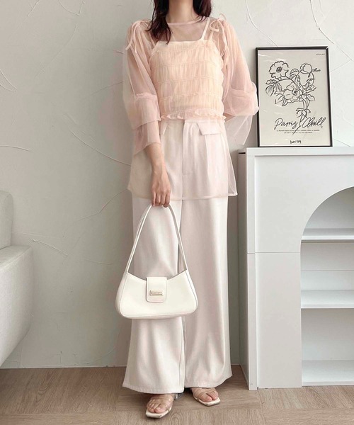 apres jour clair（アプレジュールクレア）の「【apres jour clair】レイヤードチュールトップス【ZOZOTOWN限定アイテム】（シャツ/ブラウス・レディース・アイボリー/ブラック/ピンクベージュ・フリー/X-LARGE）」の18枚目の写真