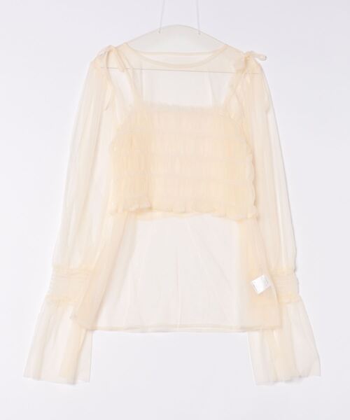 apres jour clair（アプレジュールクレア）の「【apres jour clair】レイヤードチュールトップス【ZOZOTOWN限定アイテム】（シャツ/ブラウス・レディース・アイボリー/ブラック/ピンクベージュ・フリー/X-LARGE）」の12枚目の写真