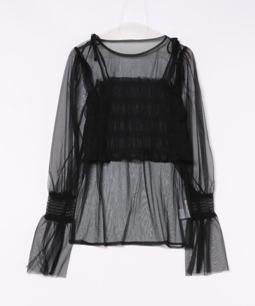 apres jour clair（アプレジュールクレア）の「【apres jour clair】レイヤードチュールトップス【ZOZOTOWN限定アイテム】（シャツ/ブラウス・レディース・アイボリー/ブラック/ピンクベージュ・フリー/X-LARGE）」の13枚目の写真