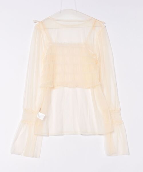apres jour clair（アプレジュールクレア）の「【apres jour clair】レイヤードチュールトップス【ZOZOTOWN限定アイテム】（シャツ/ブラウス・レディース・アイボリー/ブラック/ピンクベージュ・フリー/X-LARGE）」の15枚目の写真