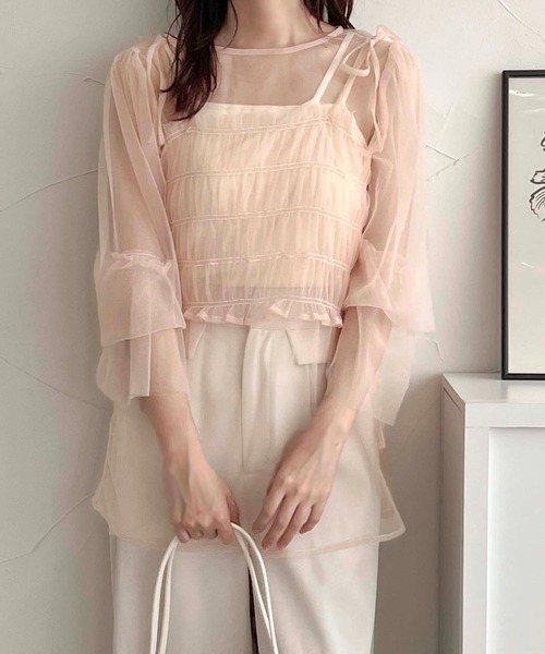 apres jour clair（アプレジュールクレア）の「【apres jour clair】レイヤードチュールトップス【ZOZOTOWN限定アイテム】（シャツ/ブラウス・レディース・アイボリー/ブラック/ピンクベージュ・フリー/X-LARGE）」の11枚目の写真