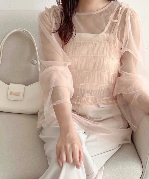 apres jour clair（アプレジュールクレア）の「【apres jour clair】レイヤードチュールトップス【ZOZOTOWN限定アイテム】（シャツ/ブラウス・レディース・アイボリー/ブラック/ピンクベージュ・フリー/X-LARGE）」の10枚目の写真