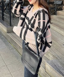 チェック柄ニットプルオーバー