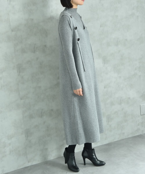 INTERPLANET（インタープラネット）の「リブニット＋ニットジャンスカＳＥＴ（ワンピース・レディース・ブラック/グレー・FREE）」の11枚目の写真