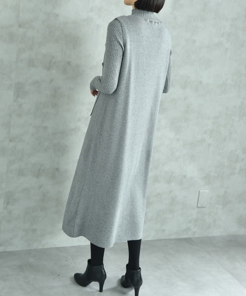 INTERPLANET（インタープラネット）の「リブニット＋ニットジャンスカＳＥＴ（ワンピース・レディース・ブラック/グレー・FREE）」の12枚目の写真