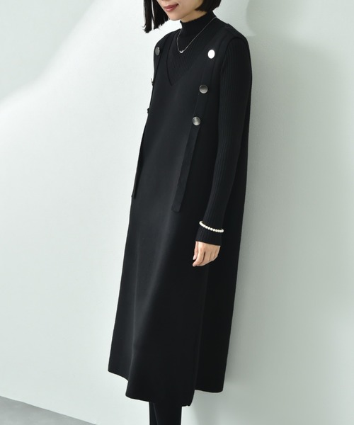 INTERPLANET（インタープラネット）の「リブニット＋ニットジャンスカＳＥＴ（ワンピース・レディース・ブラック/グレー・FREE）」の17枚目の写真