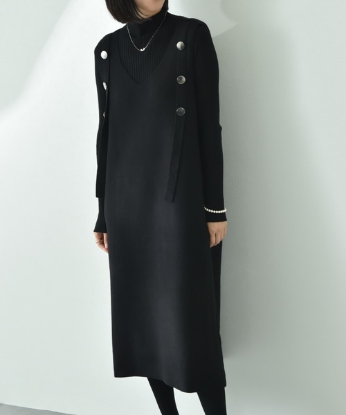 INTERPLANET（インタープラネット）の「リブニット＋ニットジャンスカＳＥＴ（ワンピース・レディース・ブラック/グレー・FREE）」の19枚目の写真