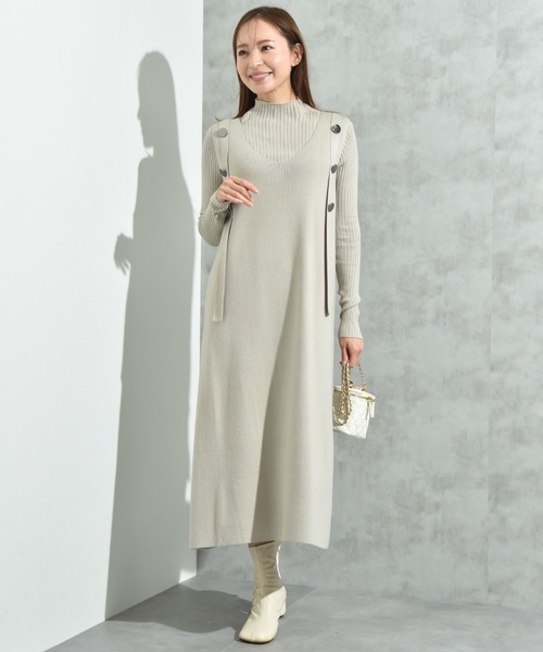 INTERPLANET（インタープラネット）の「リブニット＋ニットジャンスカＳＥＴ（ワンピース・レディース・ブラック/グレー/ベージュ・FREE）」の12枚目の写真