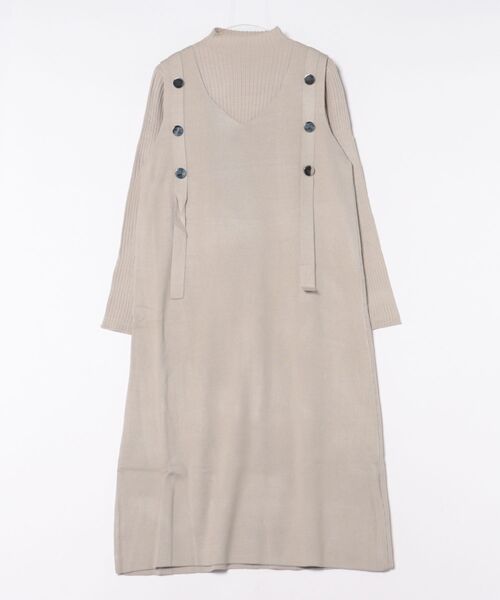 INTERPLANET（インタープラネット）の「リブニット＋ニットジャンスカＳＥＴ（ワンピース・レディース・ブラック/グレー/ベージュ・FREE）」の4枚目の写真