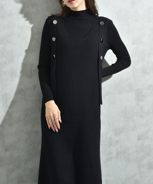 INTERPLANET（インタープラネット）の「リブニット＋ニットジャンスカＳＥＴ（ワンピース・レディース・ブラック/グレー/ベージュ・FREE）」の15枚目の写真