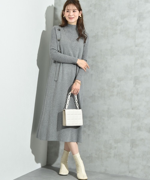 INTERPLANET（インタープラネット）の「リブニット＋ニットジャンスカＳＥＴ（ワンピース・レディース・ブラック/グレー/ベージュ・FREE）」の17枚目の写真