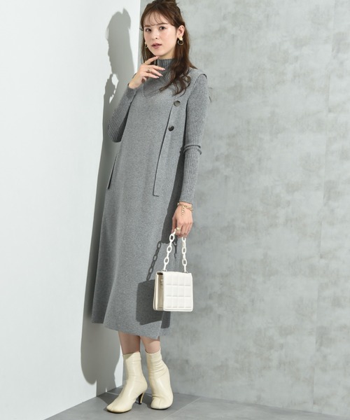 INTERPLANET（インタープラネット）の「リブニット＋ニットジャンスカＳＥＴ（ワンピース・レディース・ブラック/グレー/ベージュ・FREE）」の18枚目の写真