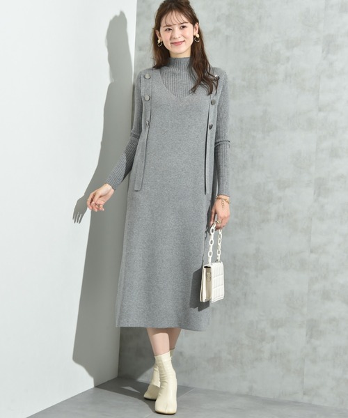 INTERPLANET（インタープラネット）の「リブニット＋ニットジャンスカＳＥＴ（ワンピース・レディース・ブラック/グレー/ベージュ・FREE）」の21枚目の写真