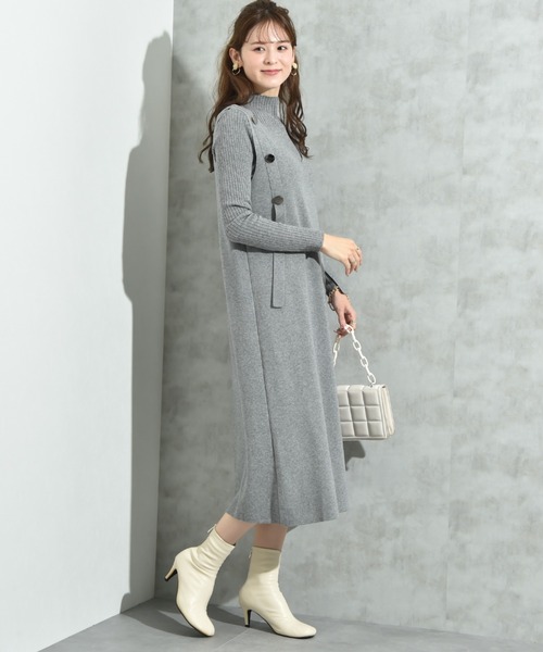 INTERPLANET（インタープラネット）の「リブニット＋ニットジャンスカＳＥＴ（ワンピース・レディース・ブラック/グレー/ベージュ・FREE）」の20枚目の写真