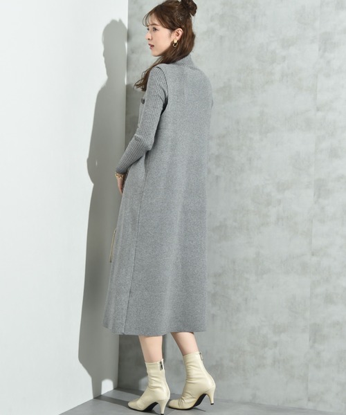 INTERPLANET（インタープラネット）の「リブニット＋ニットジャンスカＳＥＴ（ワンピース・レディース・ブラック/グレー/ベージュ・FREE）」の19枚目の写真