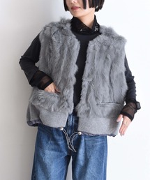 ファー&メルトンドロストコクーンフォルムベスト