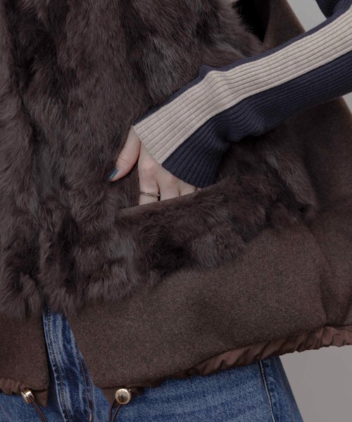 ファー&メルトンドロストコクーンフォルムベスト（ベスト）｜Eimee Law