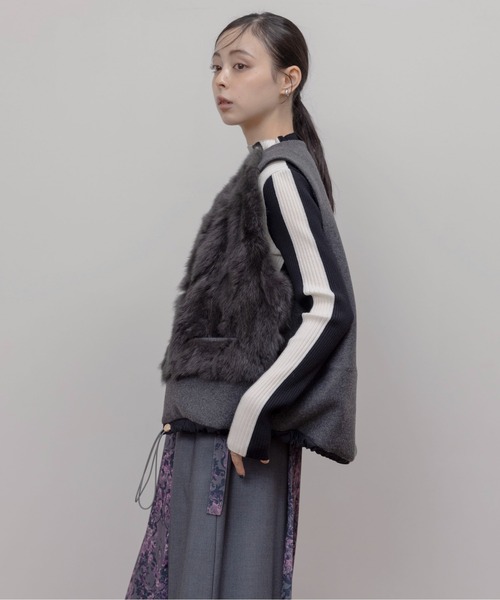 ファー&メルトンドロストコクーンフォルムベスト Eimee Law