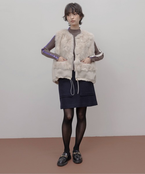 ファー&メルトンドロストコクーンフォルムベスト Eimee Law