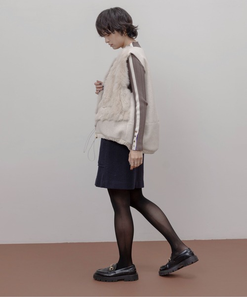 ファー&メルトンドロストコクーンフォルムベスト Eimee Law