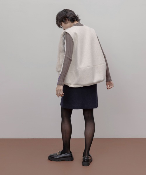 ファー&メルトンドロストコクーンフォルムベスト Eimee Law
