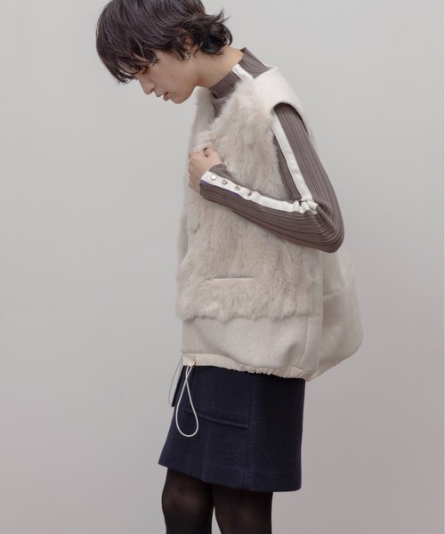 ファー&メルトンドロストコクーンフォルムベスト Eimee Law