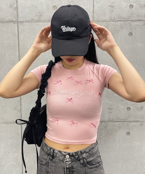 ROGER AND RAW(ロジャーアンドロウ)の「ショート丈リボンT(Tシャツ/カットソー・レディース・ホワイト/ピンク/ブラック・FREE)」の12枚目の写真