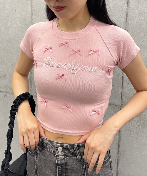 ROGER AND RAW(ロジャーアンドロウ)の「ショート丈リボンT(Tシャツ/カットソー・レディース・ホワイト/ピンク/ブラック・FREE)」の11枚目の写真