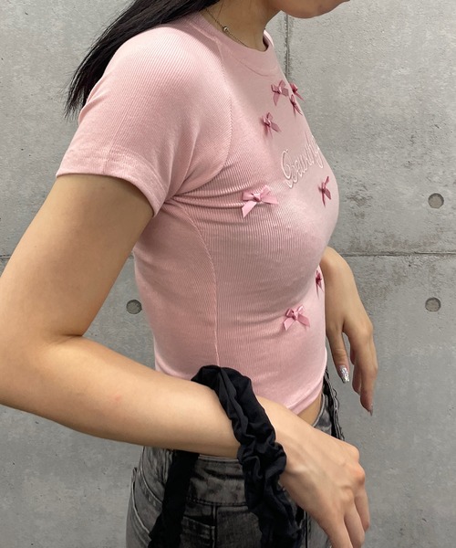 ROGER AND RAW(ロジャーアンドロウ)の「ショート丈リボンT(Tシャツ/カットソー・レディース・ホワイト/ピンク/ブラック・FREE)」の10枚目の写真