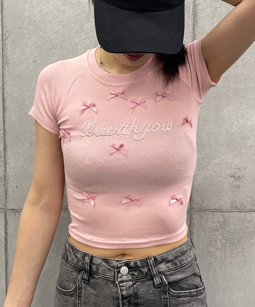 ROGER AND RAW(ロジャーアンドロウ)の「ショート丈リボンT(Tシャツ/カットソー・レディース・ホワイト/ピンク/ブラック・FREE)」の9枚目の写真