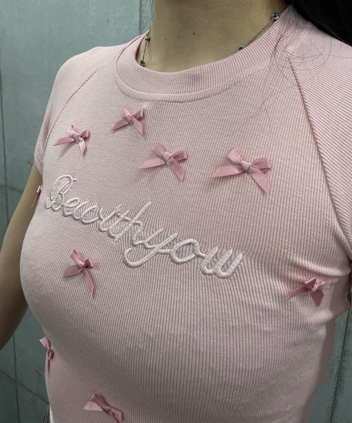ROGER AND RAW(ロジャーアンドロウ)の「ショート丈リボンT(Tシャツ/カットソー・レディース・ホワイト/ピンク/ブラック・FREE)」の8枚目の写真