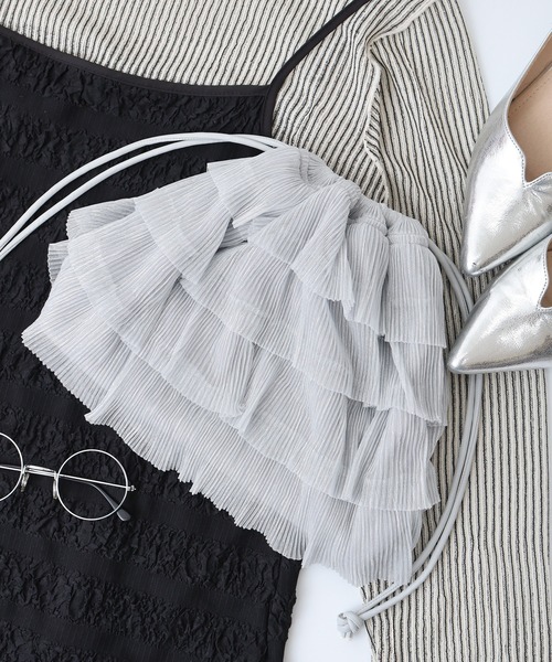 【セール】&soiree ラメシアープリーツフリル巾着バック（ハンドバッグ）｜＆soiree（アンドソワレ） 5,121円