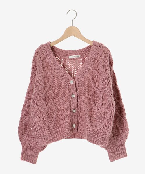 MAJESTIC LEGON（マジェスティックレゴン）の「ハートケーブルカーディガン（カーディガン/ボレロ・レディース・アイボリー/ブルー/ベージュ/ピンク/チャコールグレー・MEDIUM）」の17枚目の写真