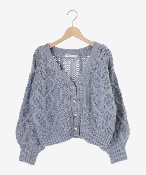 MAJESTIC LEGON（マジェスティックレゴン）の「ハートケーブルカーディガン（カーディガン/ボレロ・レディース・アイボリー/ブルー/ベージュ/ピンク/チャコールグレー・MEDIUM）」の16枚目の写真