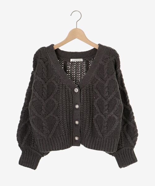 MAJESTIC LEGON（マジェスティックレゴン）の「ハートケーブルカーディガン（カーディガン/ボレロ・レディース・アイボリー/ブルー/ベージュ/ピンク/チャコールグレー・MEDIUM）」の15枚目の写真