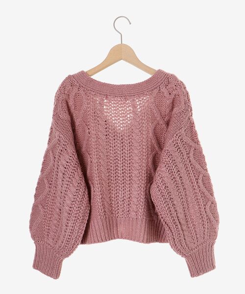 MAJESTIC LEGON（マジェスティックレゴン）の「ハートケーブルカーディガン（カーディガン/ボレロ・レディース・アイボリー/ブルー/ベージュ/ピンク/チャコールグレー・MEDIUM）」の14枚目の写真