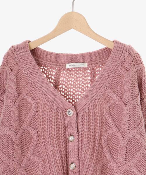 MAJESTIC LEGON（マジェスティックレゴン）の「ハートケーブルカーディガン（カーディガン/ボレロ・レディース・アイボリー/ブルー/ベージュ/ピンク/チャコールグレー・MEDIUM）」の13枚目の写真