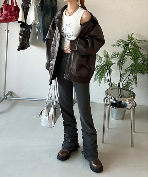 sedacle girl(セダクルガール)の「裾シャーリング裏毛レギンスパンツ(その他パンツ・レディース・ブルー/ブラック・SMALL/MEDIUM)」の8枚目の写真