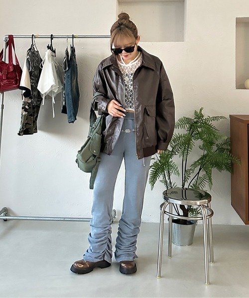 sedacle girl(セダクルガール)の「裾シャーリング裏毛レギンスパンツ(その他パンツ・レディース・ブルー/ブラック・SMALL/MEDIUM)」の14枚目の写真