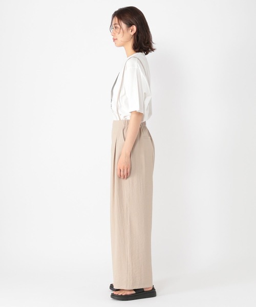 セール】サスペンダー付きさら軽ワイドパンツ[プチ・プラス