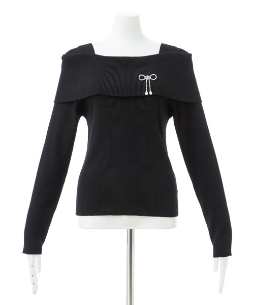 INGNI(イング)の「ブローチ付オフショルニット/A(ニット/セーター・レディース・ホワイト系その他/ピンク/ブラック/グレー系3/オフホワイト/ブラック系その他/チャコールグレー・M)」の12枚目の写真