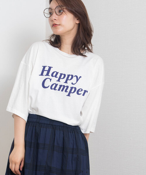 POU DOU DOU(プードゥドゥ)の「オーバーサイズアソートロゴプリントTee(Tシャツ/カットソー・レディース・オフホワイト/オートミール/キナリ・M)」の2枚目の写真