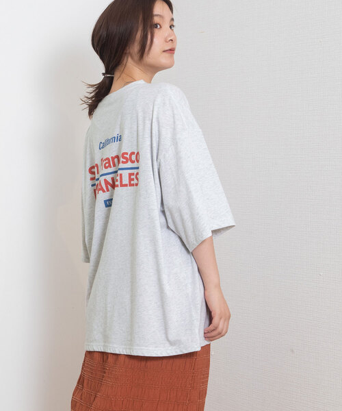 POU DOU DOU(プードゥドゥ)の「オーバーサイズアソートロゴプリントTee(Tシャツ/カットソー・レディース・オフホワイト/オートミール/キナリ・M)」の20枚目の写真