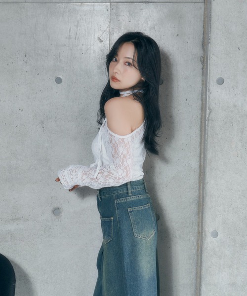 ANDGEEBEE（アンジービー）の「アシメレーストップス（その他トップス・レディース・ブラック/ホワイト・FREE）」の3枚目の写真