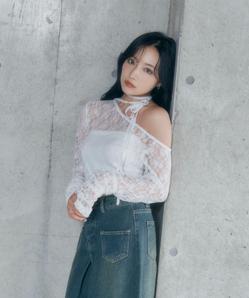 ANDGEEBEE（アンジービー）の「アシメレーストップス（その他トップス・レディース・ブラック/ホワイト・FREE）」の4枚目の写真