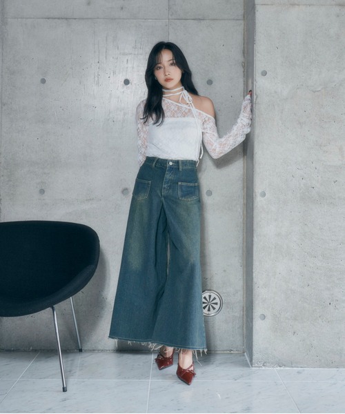 ANDGEEBEE（アンジービー）の「アシメレーストップス（その他トップス・レディース・ブラック/ホワイト・FREE）」の7枚目の写真